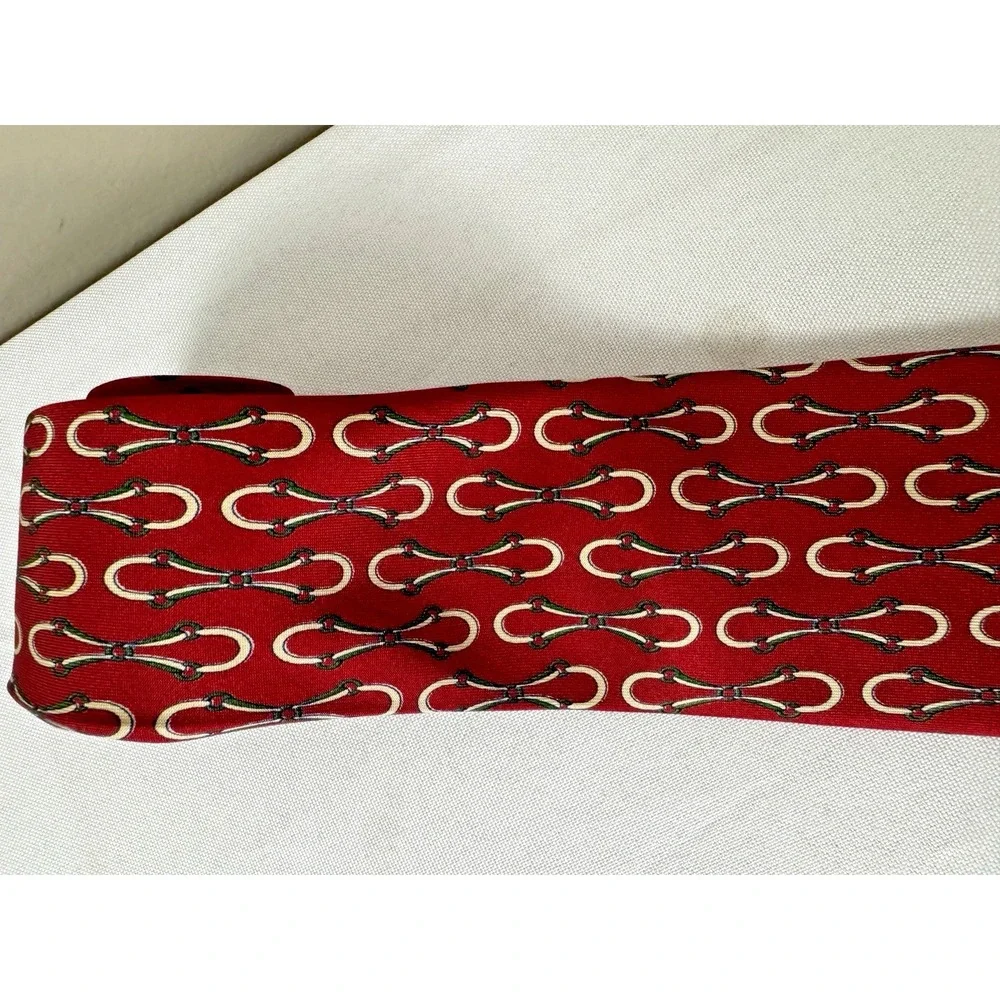Vintage Gucci Mens Silk Horsebit Tie Classic Equestrian Italy Luxury Old Money
